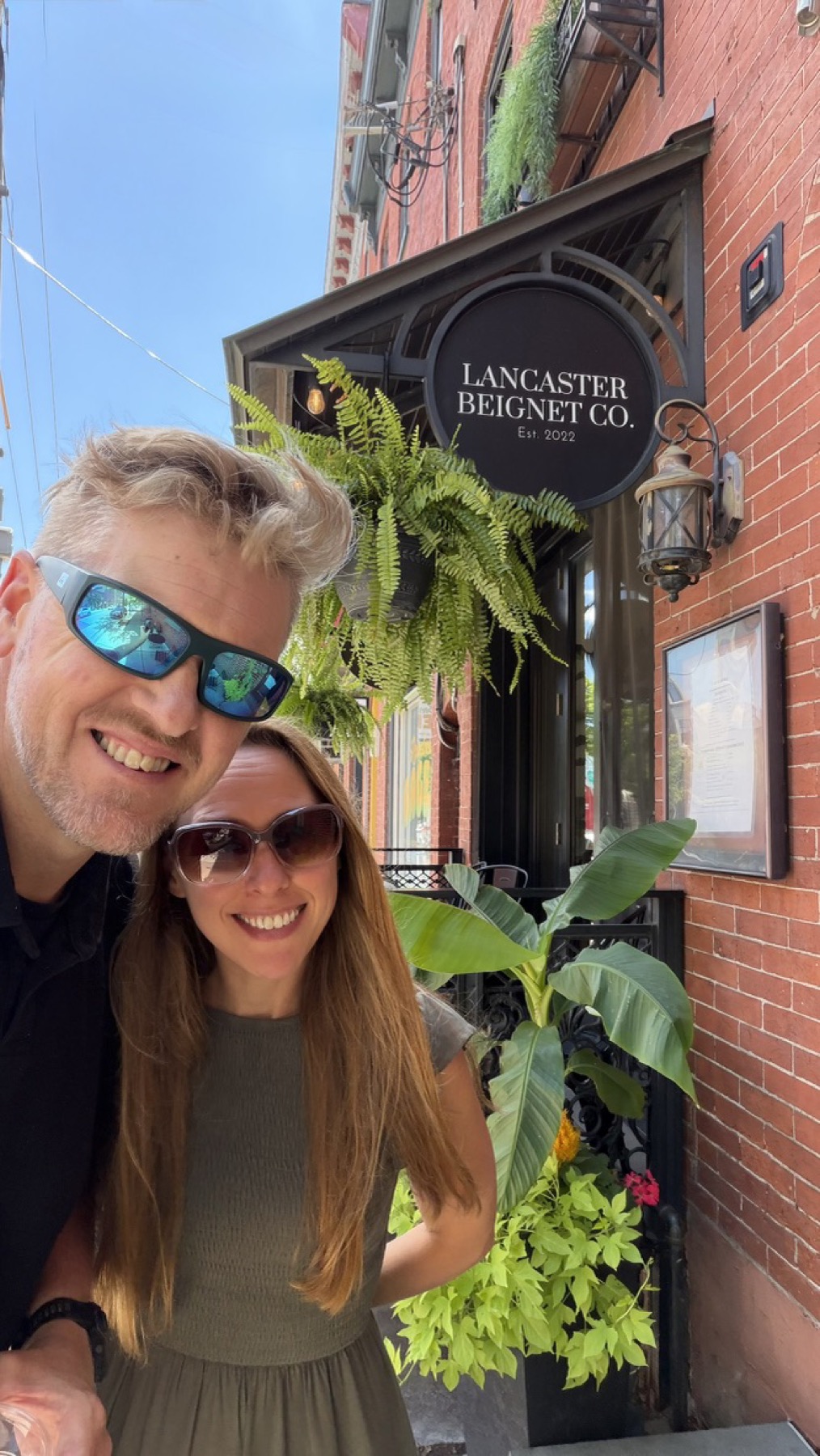 Isaac and Donia Hovet together on a city street